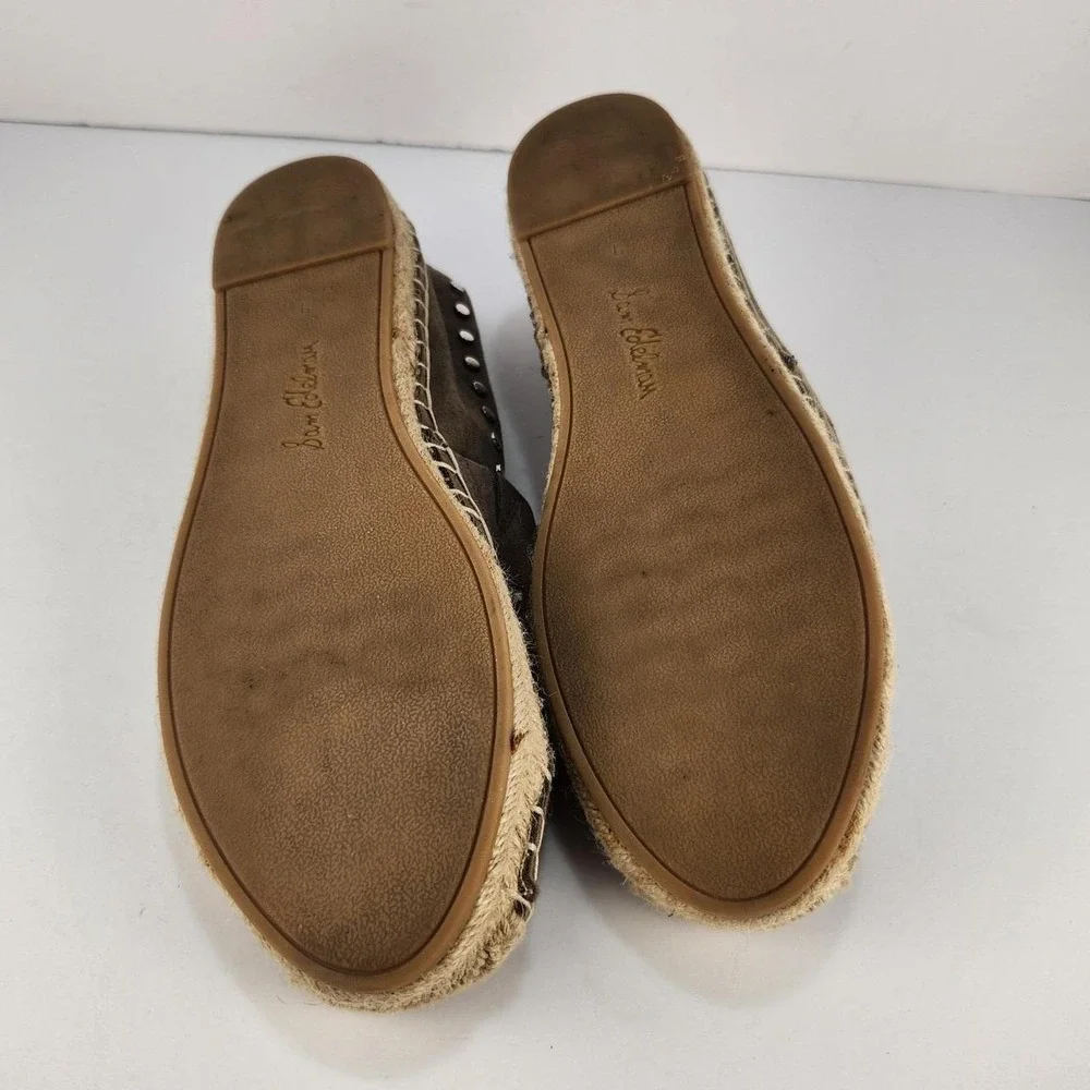 Sam Edelman Taupe Suede Studded Espadrille Flats Slip On Women's Size 9M